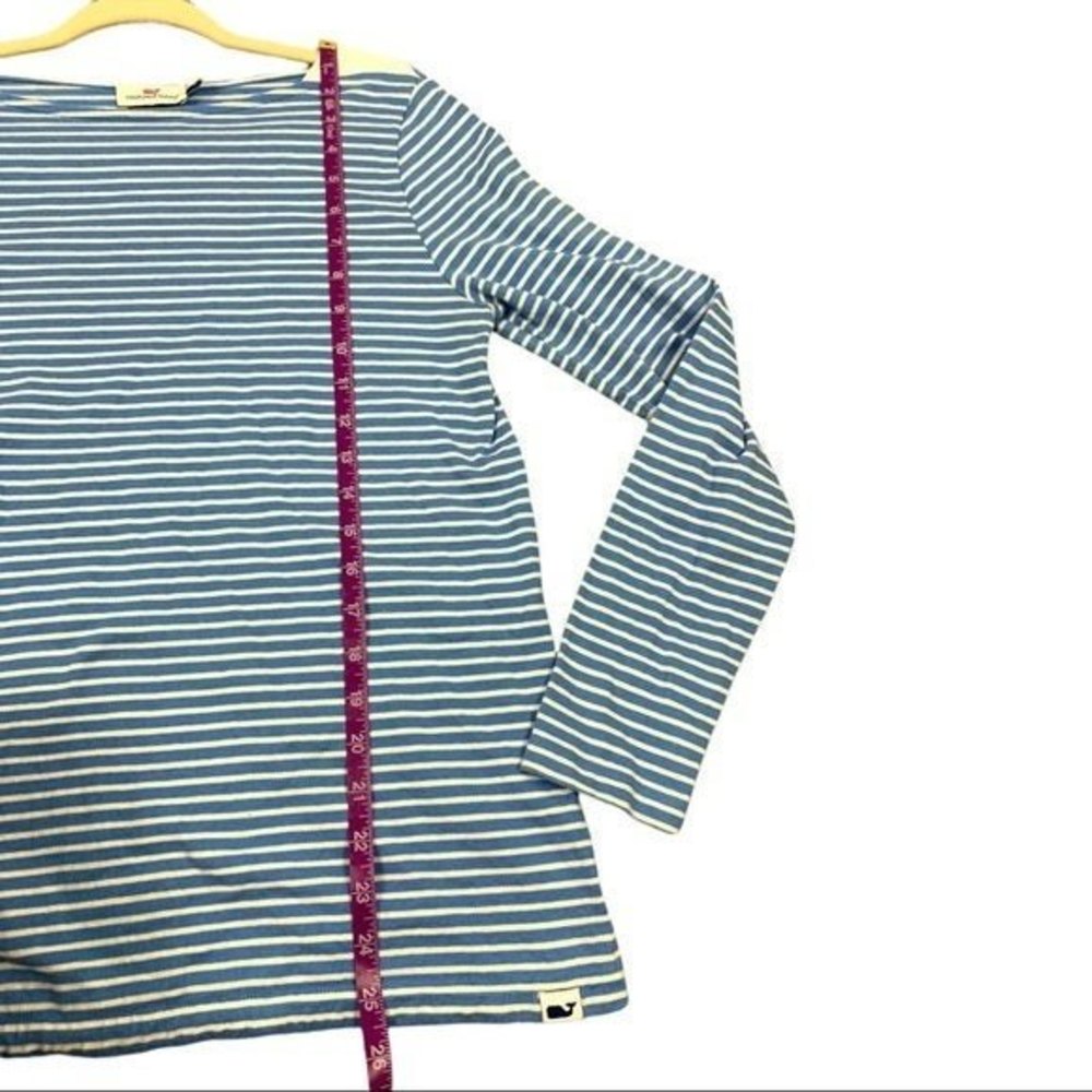 Vineyard Vines Striped Boatneck Oxford Trim Top | Blue & White | Women’s Small - Picture 7 of 9